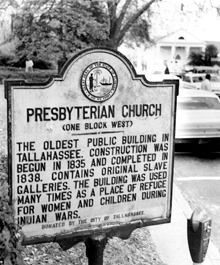 Historical sign about First Presbterian Church